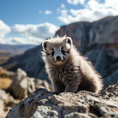 Cute animal on rocky terrain