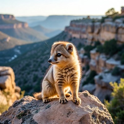 Small animal on rock at canyon