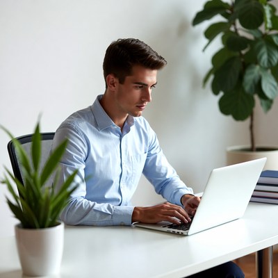 Man working at a desk in office