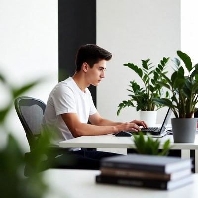 Focused work in modern office space