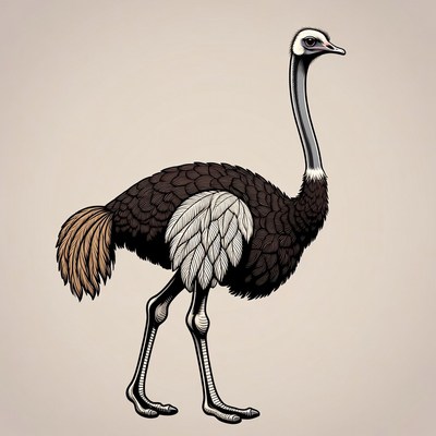 Ostrich standing on plain background