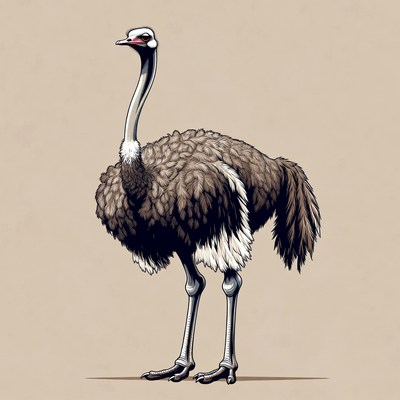 Ostrich standing on plain ground