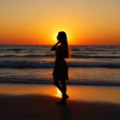 Sunset silhouettes at the beach