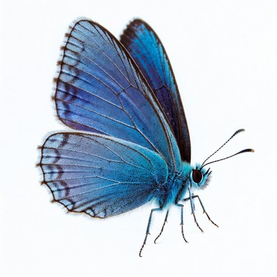 Butterfly resting on white background