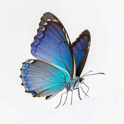 Butterfly displays bright blue wings