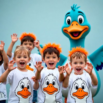 Kids with duck costume fun