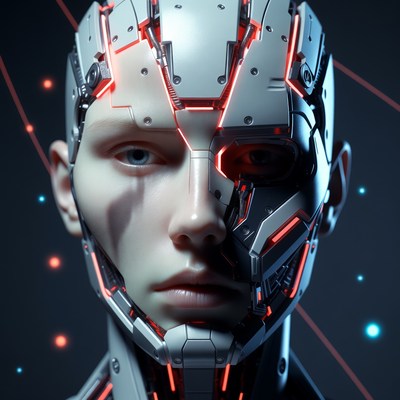 Human-like robot head with lights