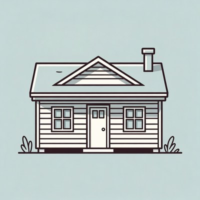 Simple house on light background