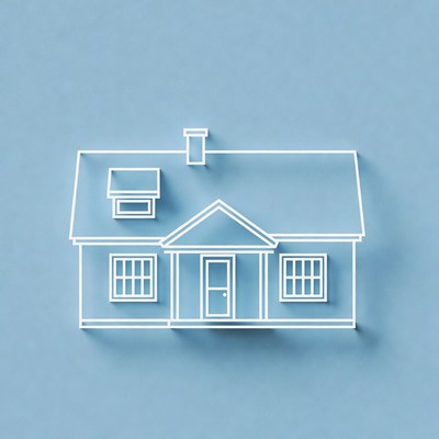 Outline of a house on blue background