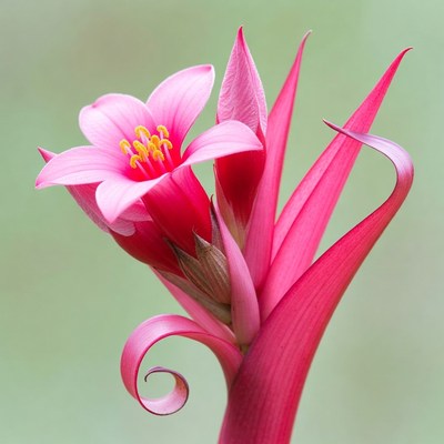 Bright pink flower with green background