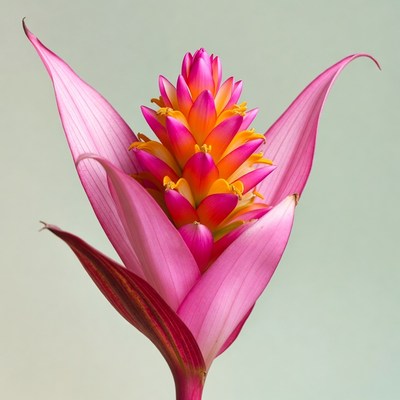 Bright pink flower with orange accents