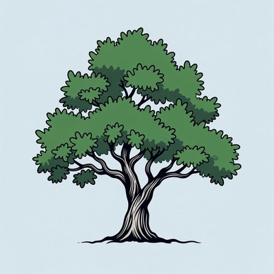 Detailed drawing of a tree with thick leaves