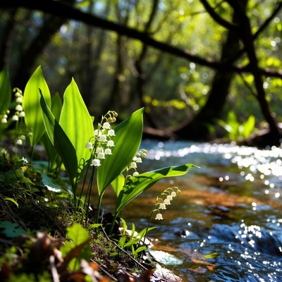 Flowers by the stream