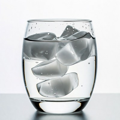 Refreshing glass of water with ice