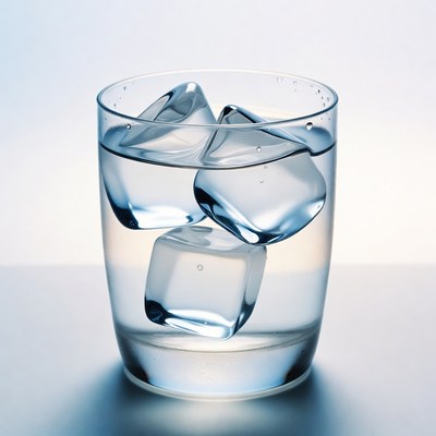 Glass of water with ice cubes