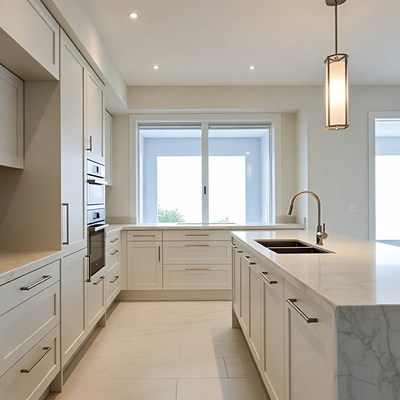 Modern kitchen design with windows