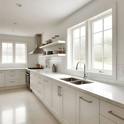 Modern kitchen with natural light