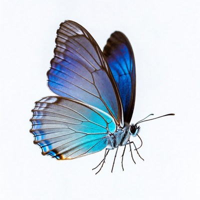Blue butterfly in the air
