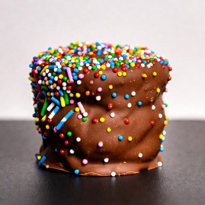 Chocolate treat with colorful sprinkles