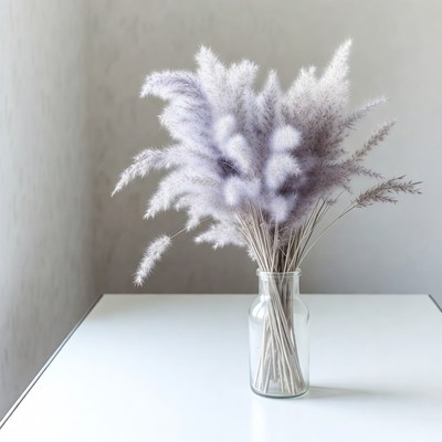 Pampas grass in a clear vase