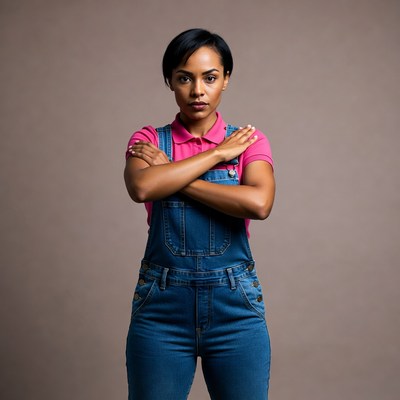 Confidence in denim overalls