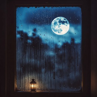 Moonlight through a rainy window