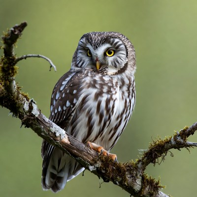 Owl perched on tree branch