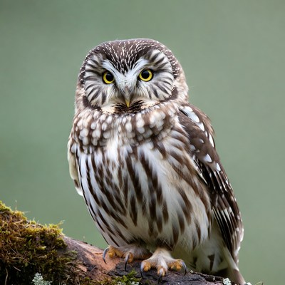 Owl sitting on a branch in nature
