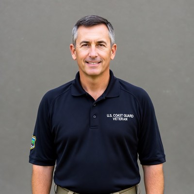 Coast guard veteran poses for portrait