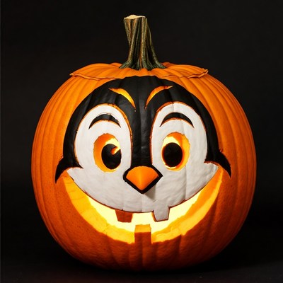 Halloween pumpkin carving with cartoon design