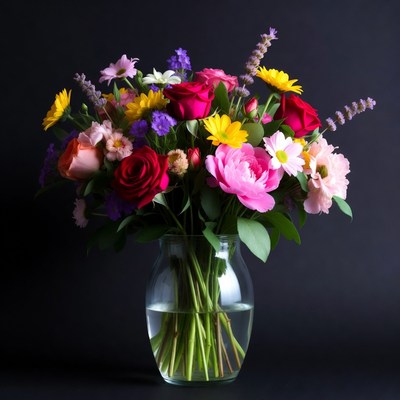 Bright bouquet of flowers in a vase