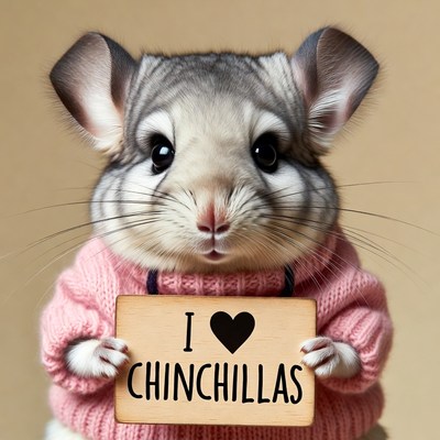 Chinchilla holds love sign