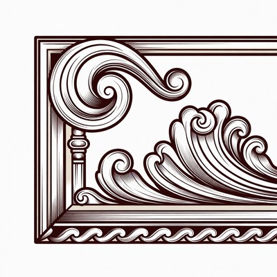 Decorative frame design with waves