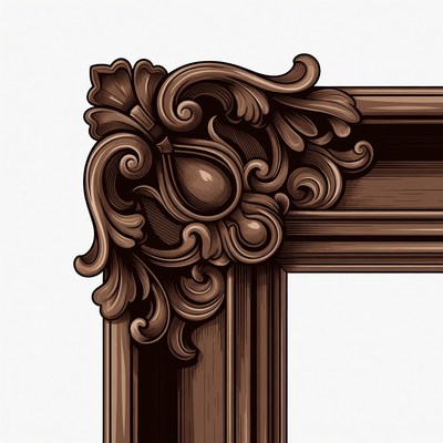 Wooden frame design with ornate details