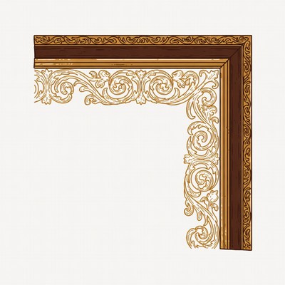Decorative wooden picture frame corner design