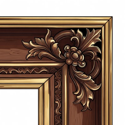 Ornate wooden frame design detail