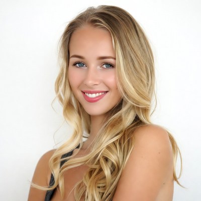 Smiling woman with long hair