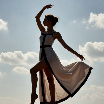 Dance in the sunlight near the clouds