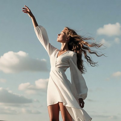 Woman reaching for the sky