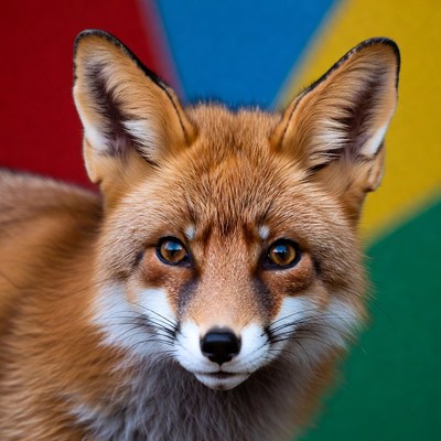 Fox in front of colorful background