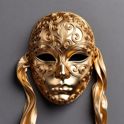Golden mask with decorative design