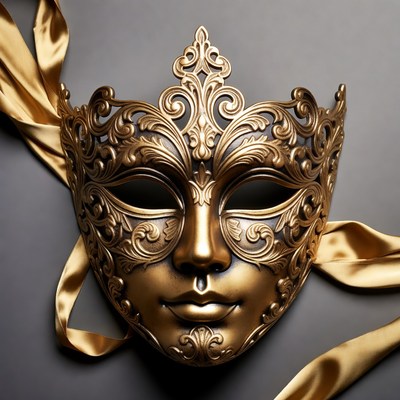 Ornate mask with ribbon detail