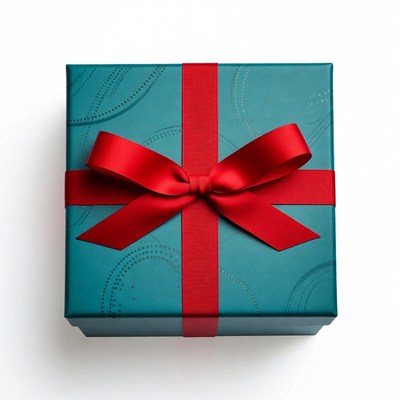 Gift box with red ribbon