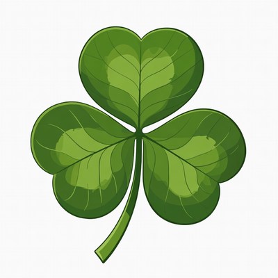 Green shamrock with rounded leaves and stem