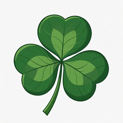 Green clover with three leaves on white background