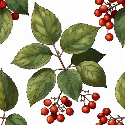 Berries and leaves pattern design