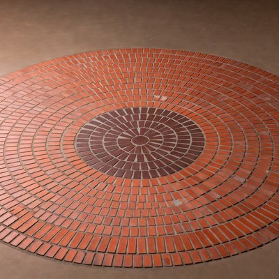 Circular brick design on floor