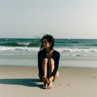 Woman sitting on a beach