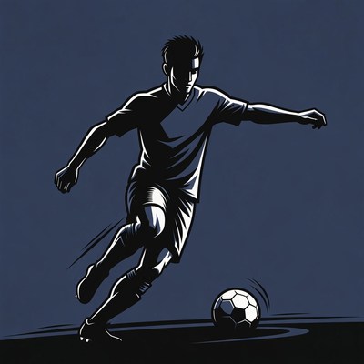 Soccer player kicking a ball