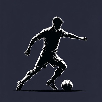 Soccer player kicking ball on field